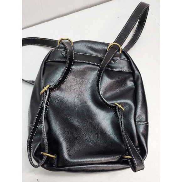 B.O.C. Black Faux Leather Mini Backpack Purse With Adjustable Straps & Gold Acce - Picture 6 of 15